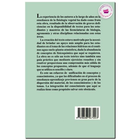 RELACIONES HÍDRICAS EN LAS PLANTAS, Teoría y ejercicios, Alberto Arriaga Frias
