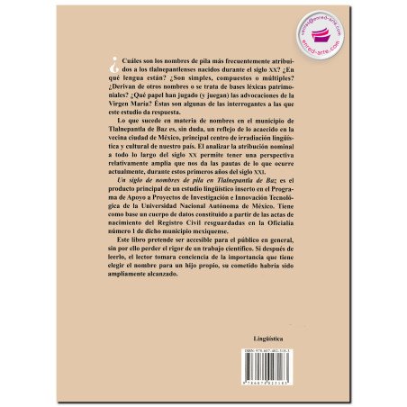 UN SIGLO DE NOMBRES DE PILA EN TLALNEPANTLA DE BAZ, Estudio lexicológico y sociolingüístico, Yolanda Guillermina López Franco