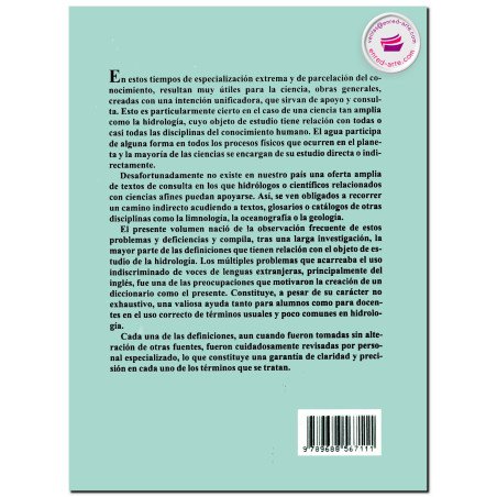 DICCIONARIO DE HIDROLOGÍA Y CIENCIAS AFINES, Guadalupe De La Lanza Espino